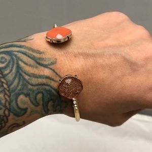 Gemstone Inspired Gold Tom Cuff Bracelet